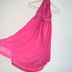 Kurt Geiger Kensington pink metallic thread halter neck beach coverup dress  xl